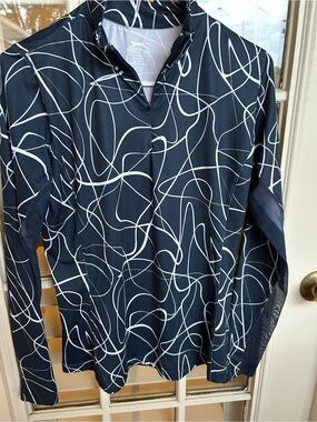 Slazenger Women’s Golf Navy Jacket with White Abstract Line Print
